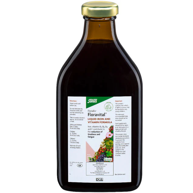 Floradix Floravital liquid iron and vitamin formula bottle front label 500ml