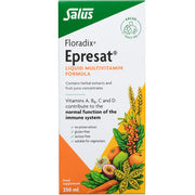 Floradix Epresat Adult Liquid Multivitamin box, 250ml, vegetarian.