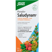 Floradix Saludynam Liquid Mineral & Vitamin Formula box, 250ml.