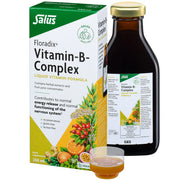 Floradix Vitamin B Complex Liquid Formula bottle, box & dosage vegetarian, 250ml.