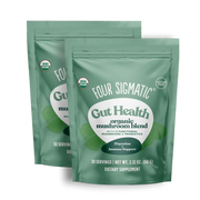 Four Sigmatic Organic Mushroom Blend Powder 2 pouches front packaging on white background