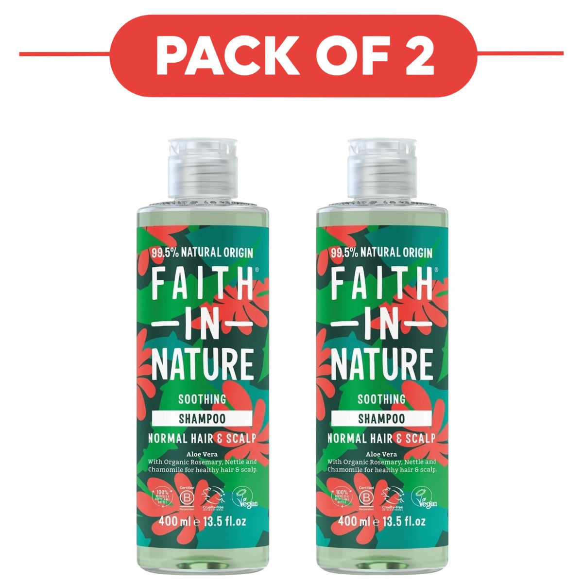Faith In Nature Aloe Vera Soothing Shampoo 400ml Pack of 2