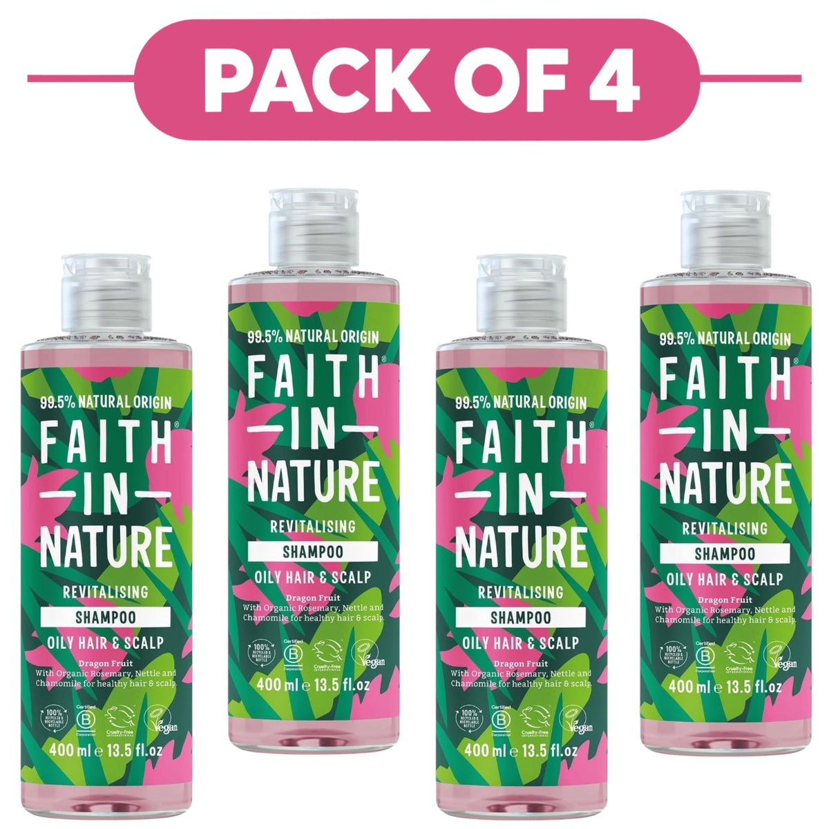 Faith In Nature Dragon Fruit Revitalising Shampoo 400ml Pack of 4