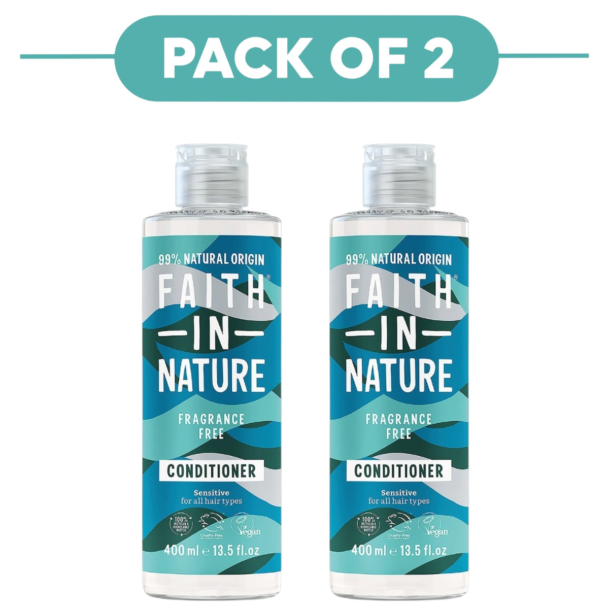 Faith In Nature Fragrance Free Sensitive Conditioner 400ml Pack of 2