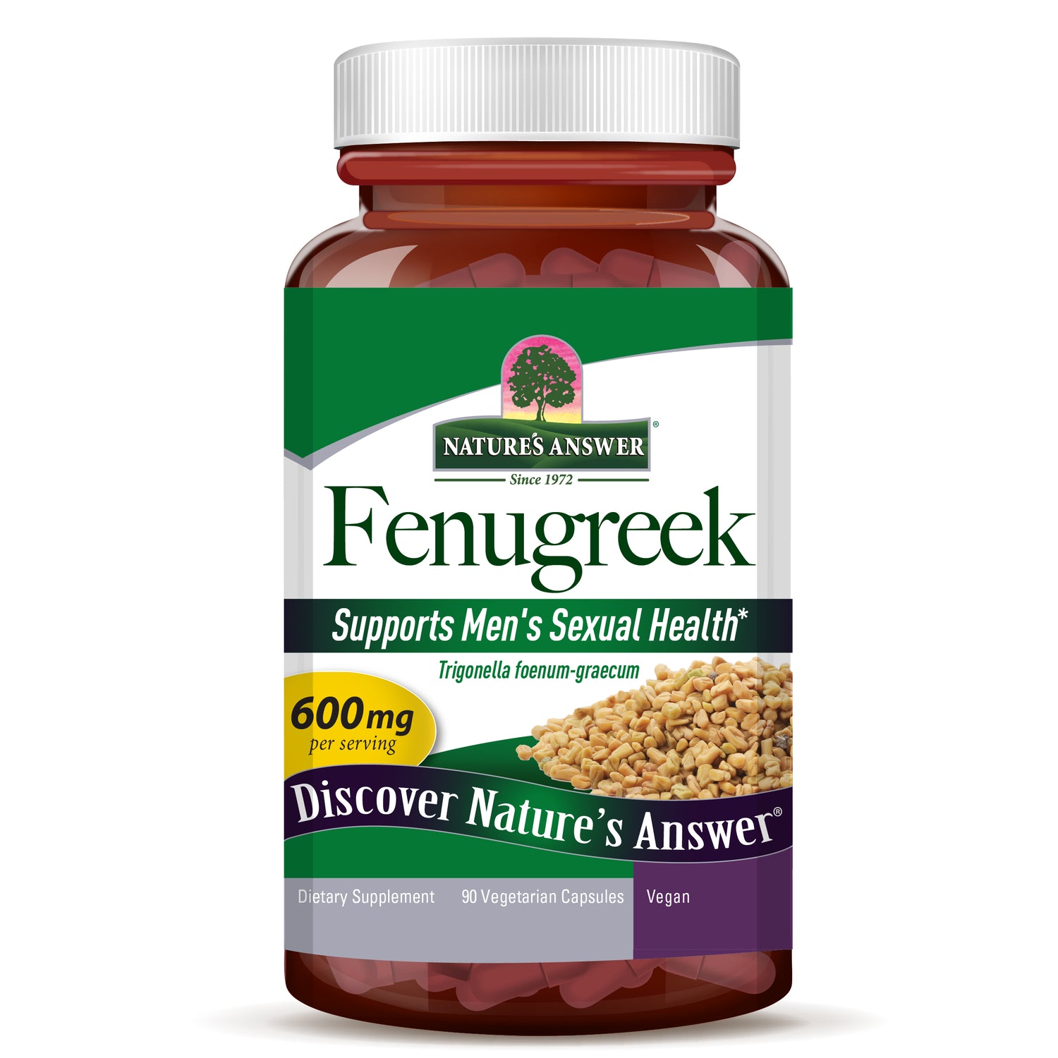 Nature's Answer Fenugreek supplement bottle on a white background