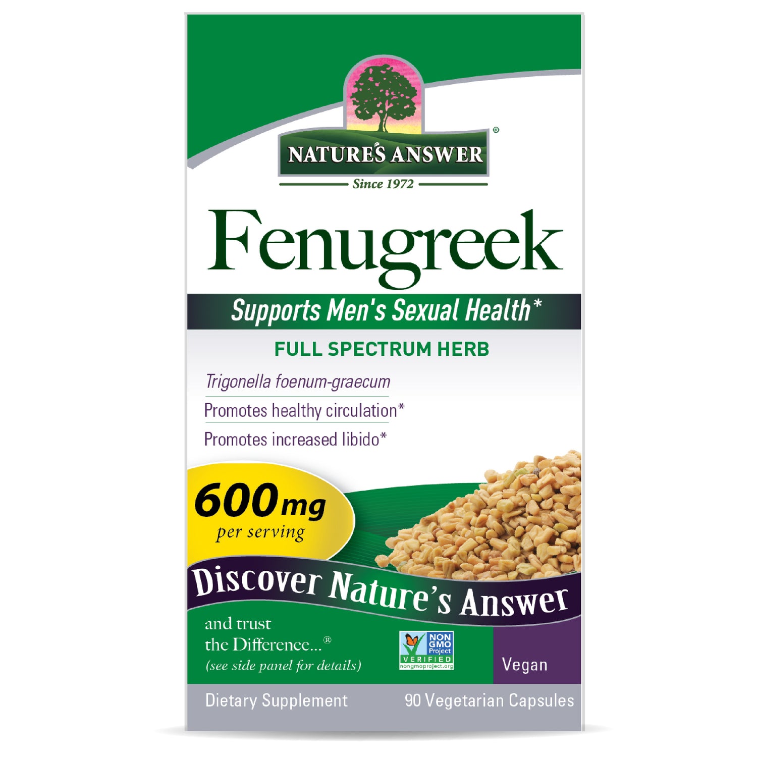 Nature’s Answer Fenugreek — 600 mg — 90 Vegetarian Capsules