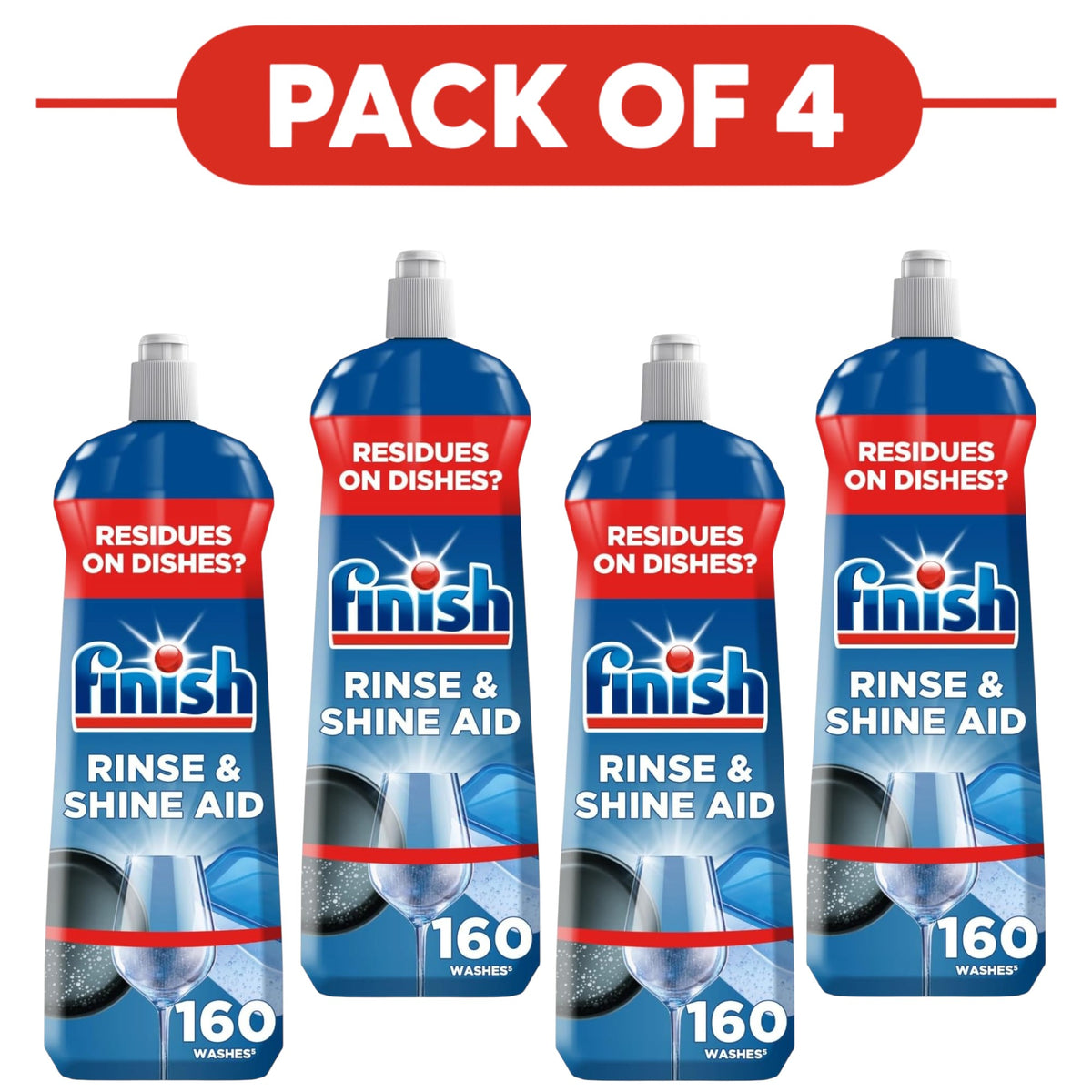 Finish Rinse & Shine Aid Dishwasher Rinse Aid 800ml Pack of 4