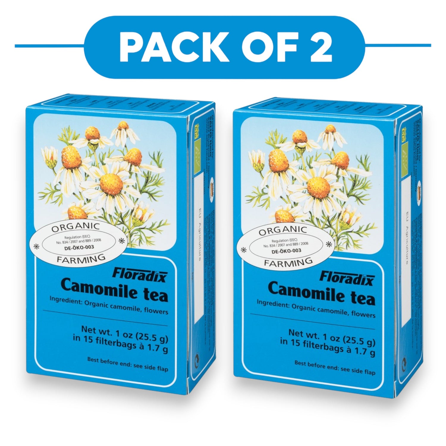 Floradix Organic Chamomile Tea 25.5g 15 Filterbags Pack of 2