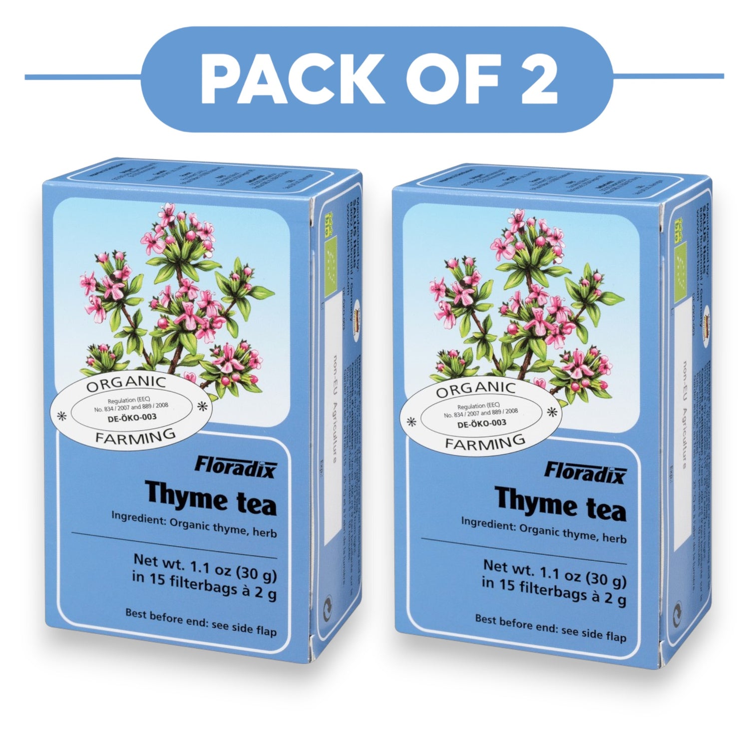 Floradix Organic Thyme Tea 15 Tea Bags Pack of 2