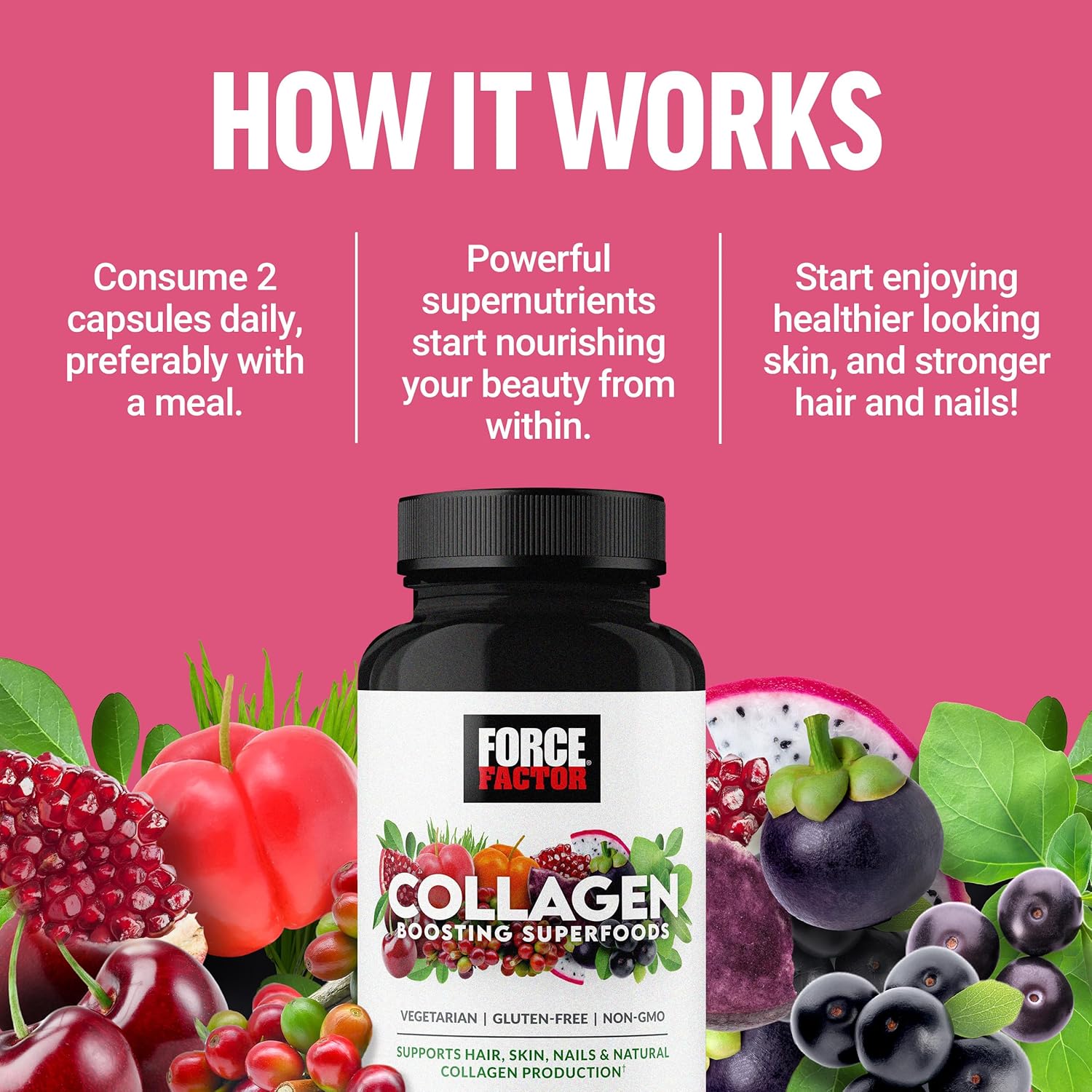 Force Factor Collagen Boosting Superfoods – 60 Vegetable Capsules