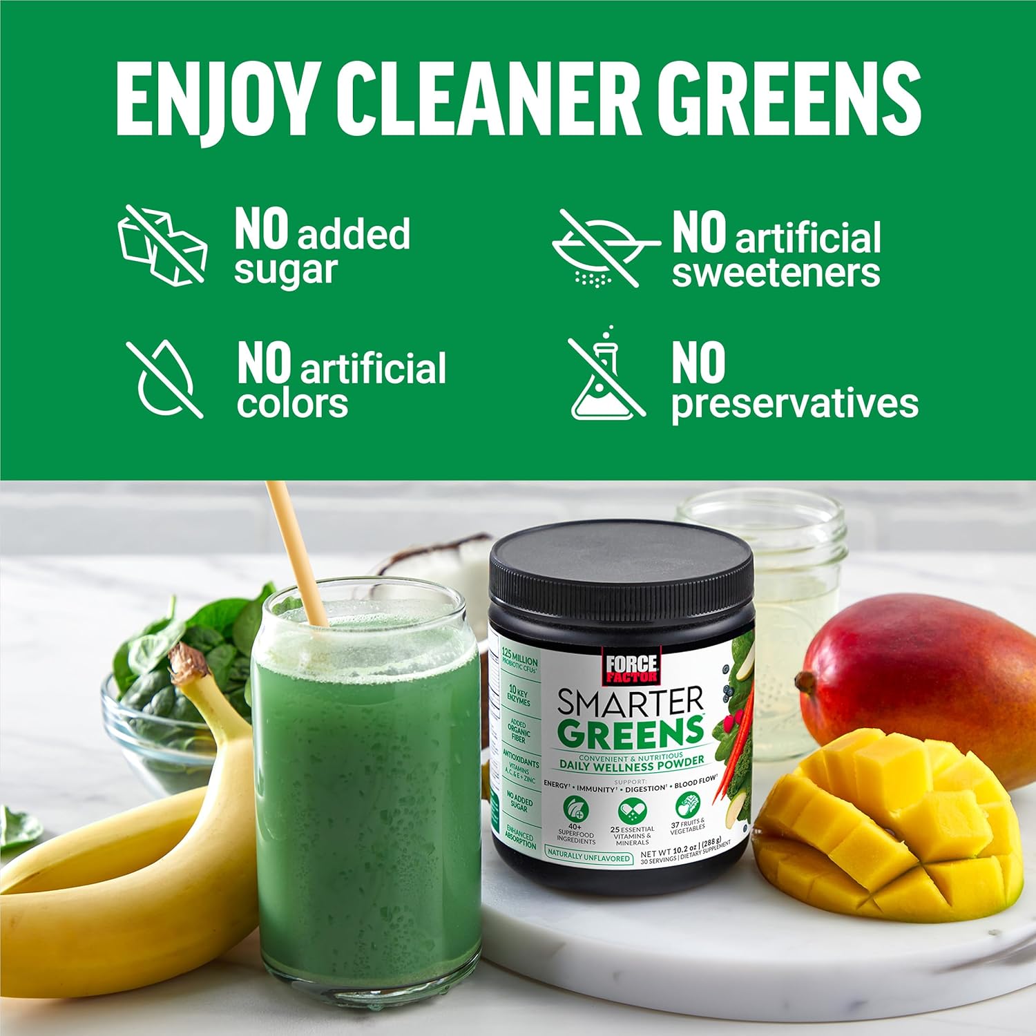 Force Factor Smarter Greens Daily Wellness Powder – 288g