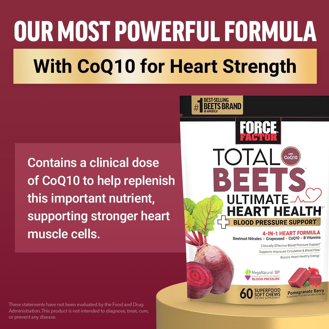 Force Factor Total Beets Blood Pressure Support Superfood Soft Chews – 60 Count