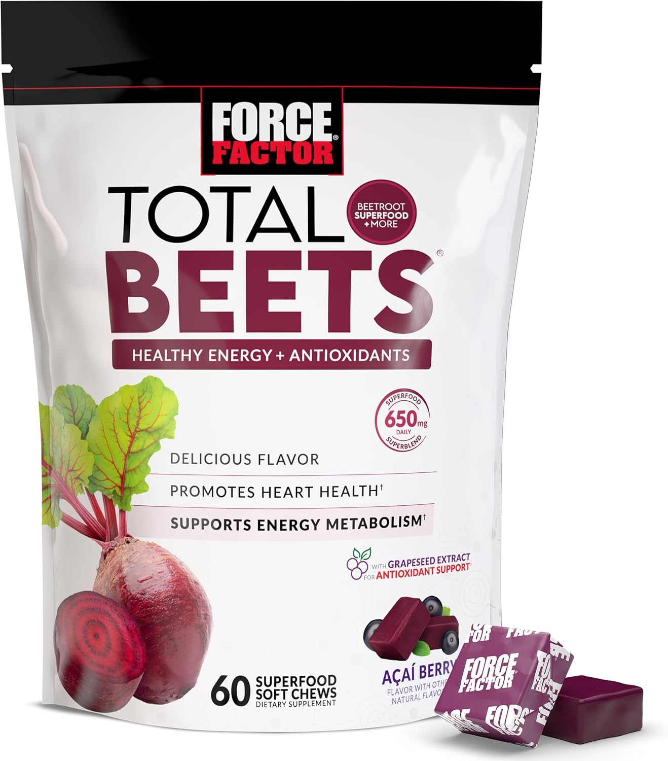 Force Factor Total Beets Soft Chews – 60 Count