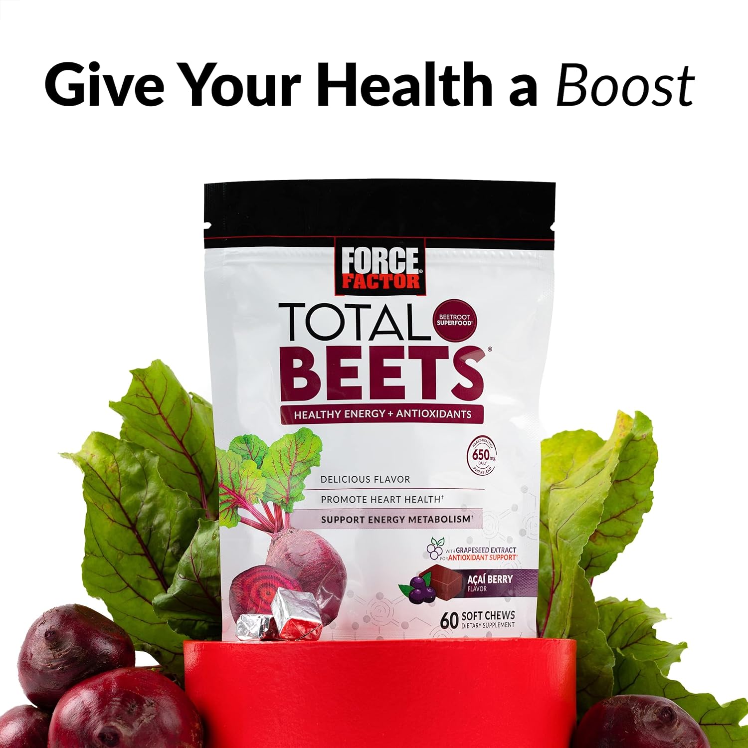 Force Factor Total Beets Soft Chews – 60 Count