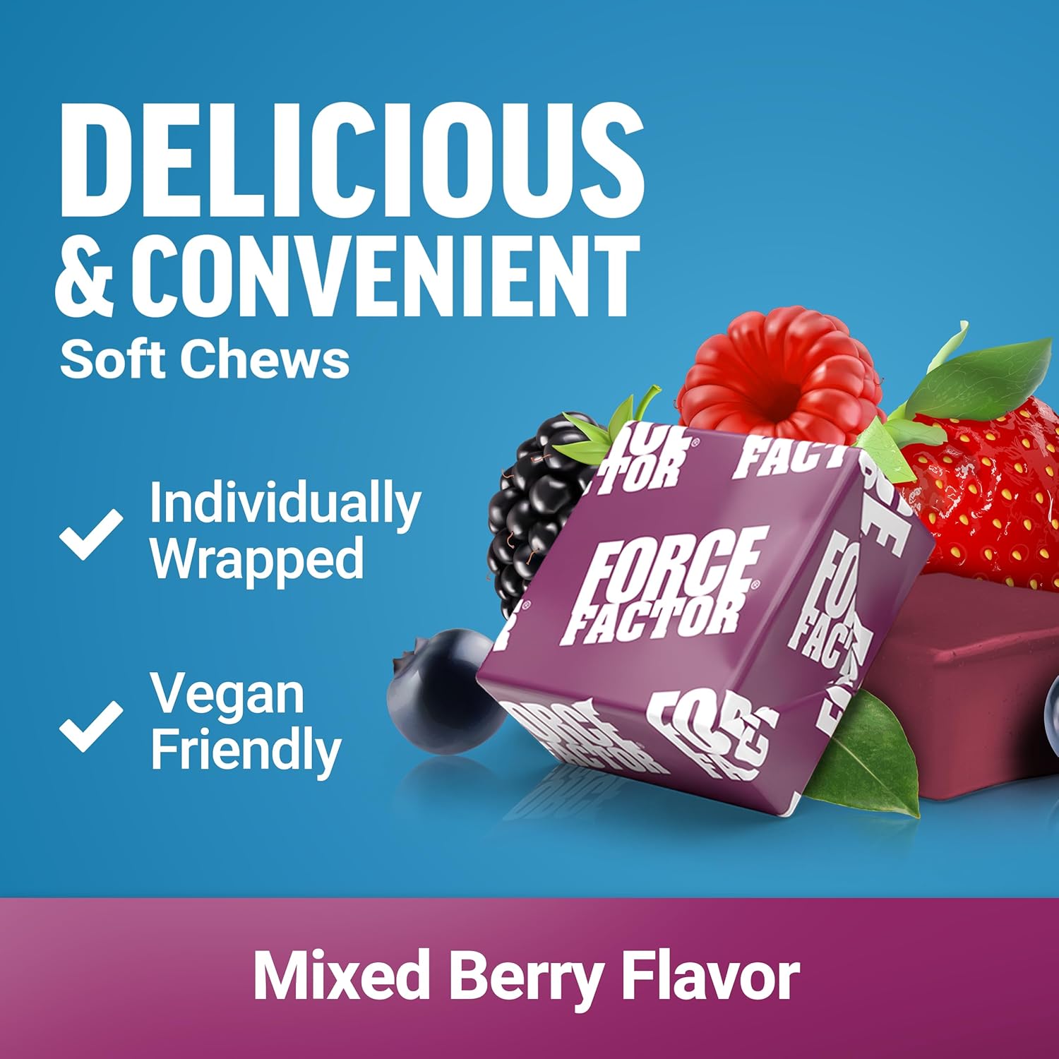 Force Factor Ultimate Magnesium Soft Chews – Mixed Berry (60 Count)