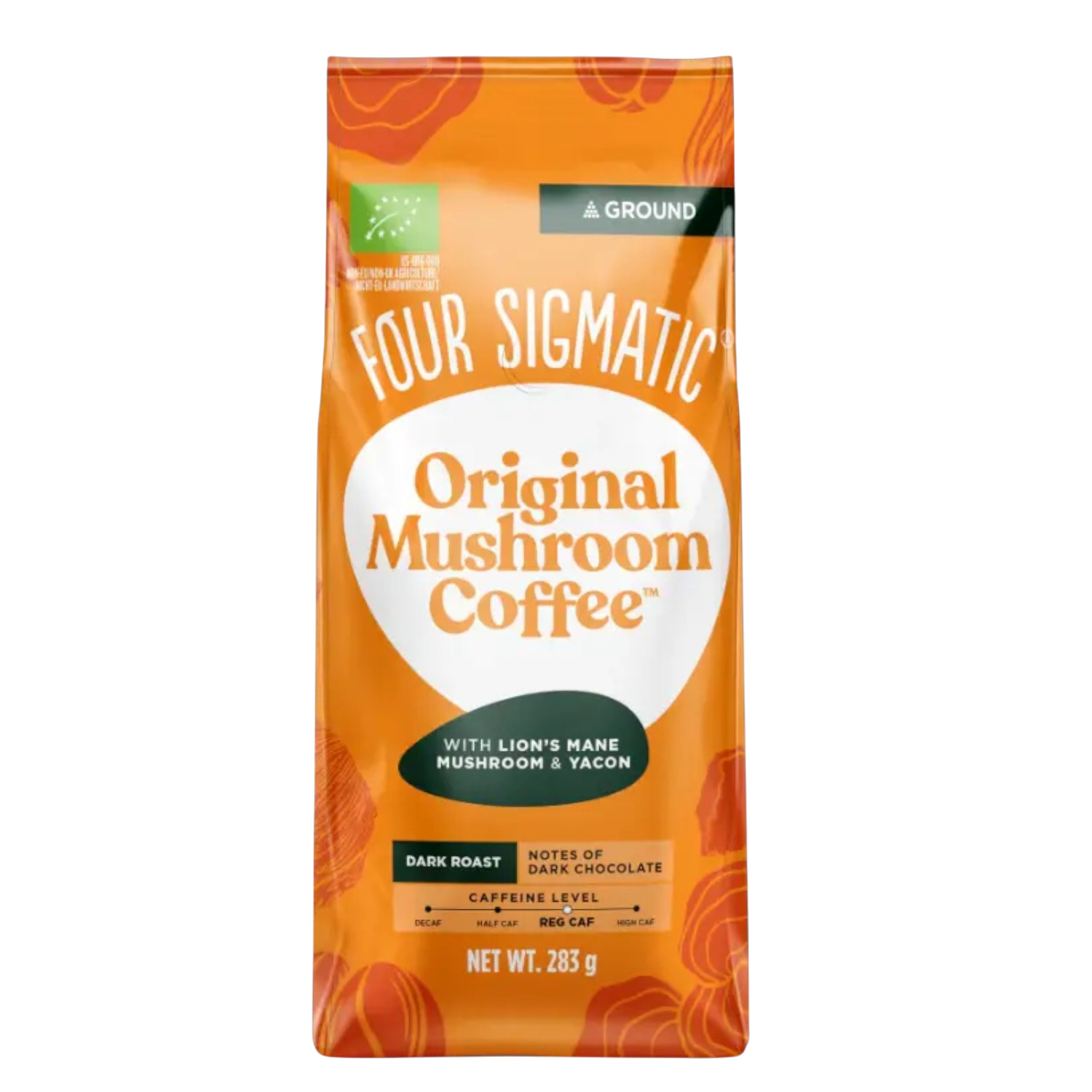 Four Sigmatic Original Mushroom Ground Coffee Dark Roast 283g front packaging on white background