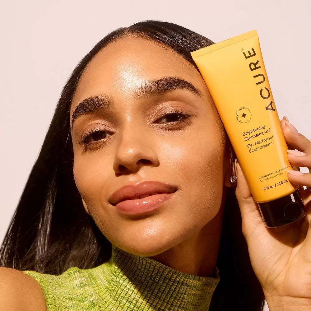 Acure Brightening Cleansing Gel gentle vegan face wash 118ml lifestyle image