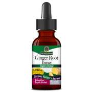 Bottle of Ginger Root Extract with a dropper on a white background
