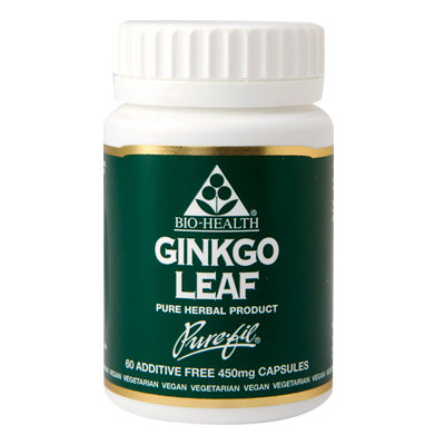 Bio-Health Ginkgo Leaf 450mg capsules bottle vegan herbal supplement 60 capsules