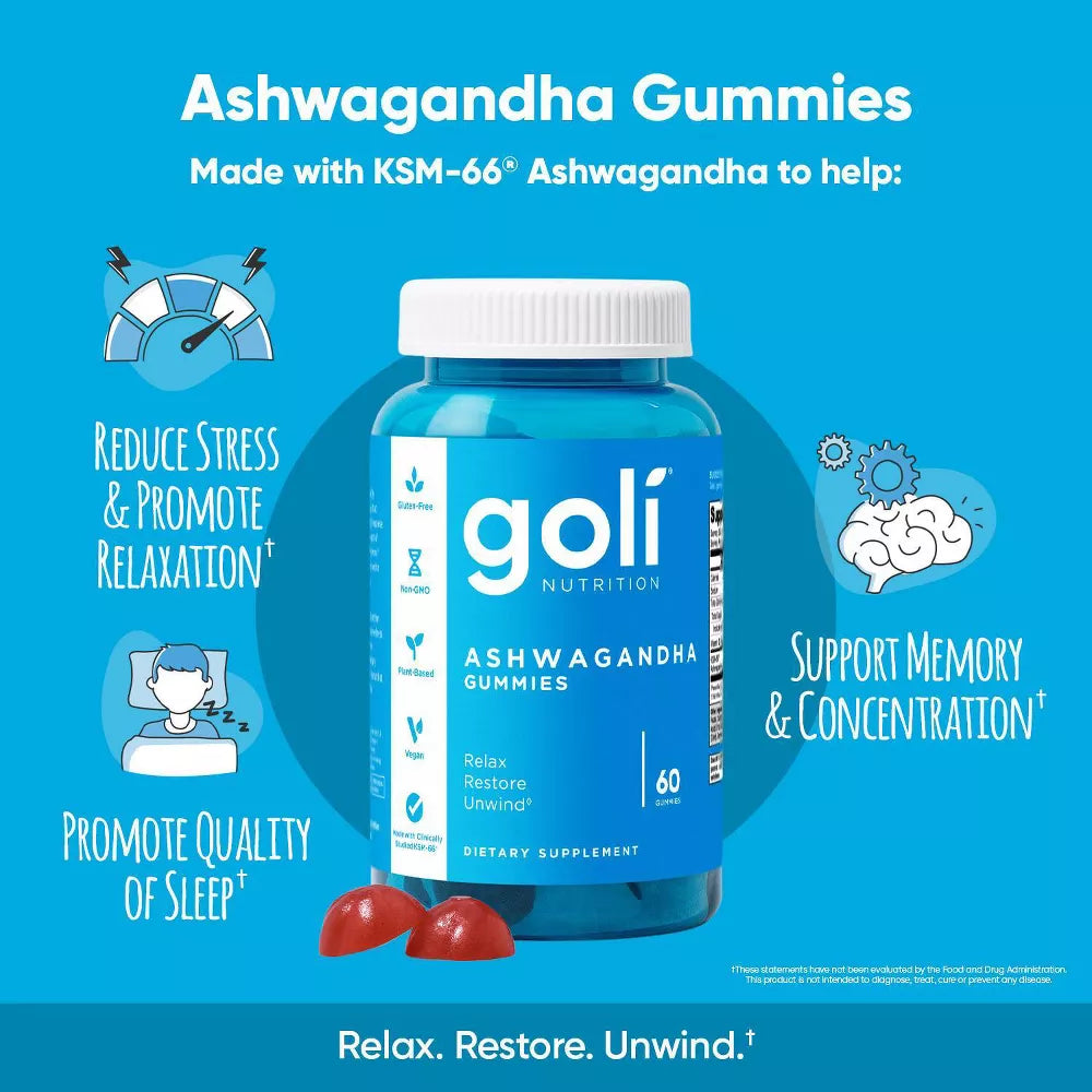 Goli Nutrition Ashwagandha Gummies 60 Count