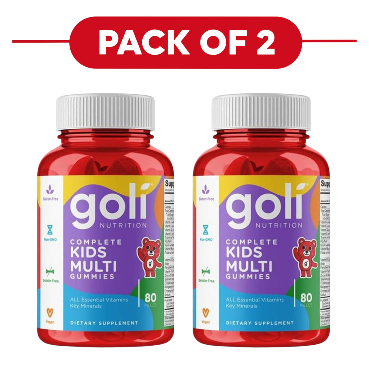 Goli Nutrition Complete Kids Multi Gummies 80 Count Pack of 2