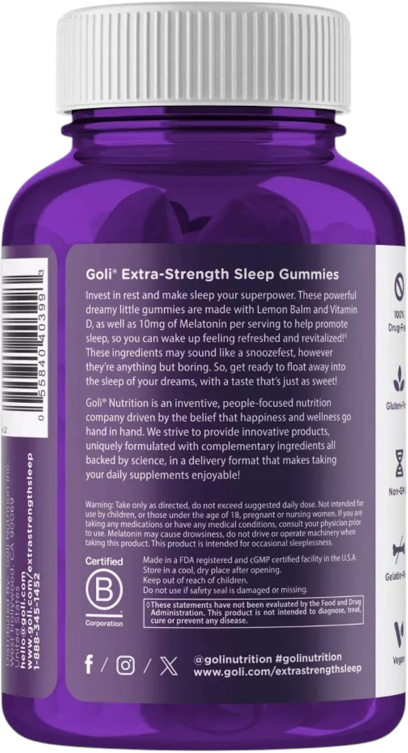 Barcode Image: Goli Nutrition Sleep Gummies barcode packaging 50 count