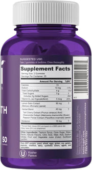 Supplement Facts & Ingredients Image: Goli Extra Strength Sleep Gummies ingredient bottle label 50 gummies
