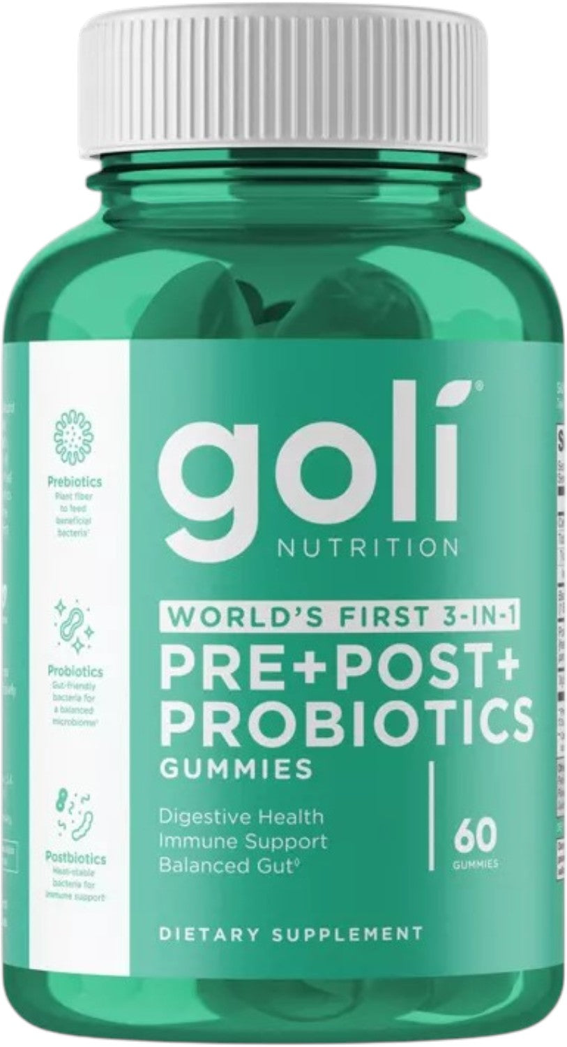 Front Image: Goli Nutrition Pre Post Probiotics Gummies bottle 60 count