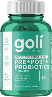 Front Image: Goli Nutrition Pre Post Probiotics Gummies bottle 60 count