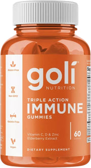 Front Image: Goli Nutrition Triple Action Immune Gummies bottle 60 count