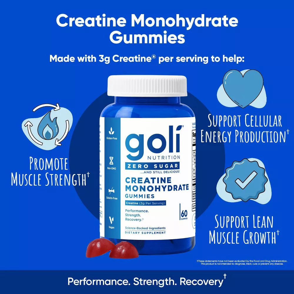 Goli Nutrition Zero Sugar Creatine Monohydrate Gummies 60 Count