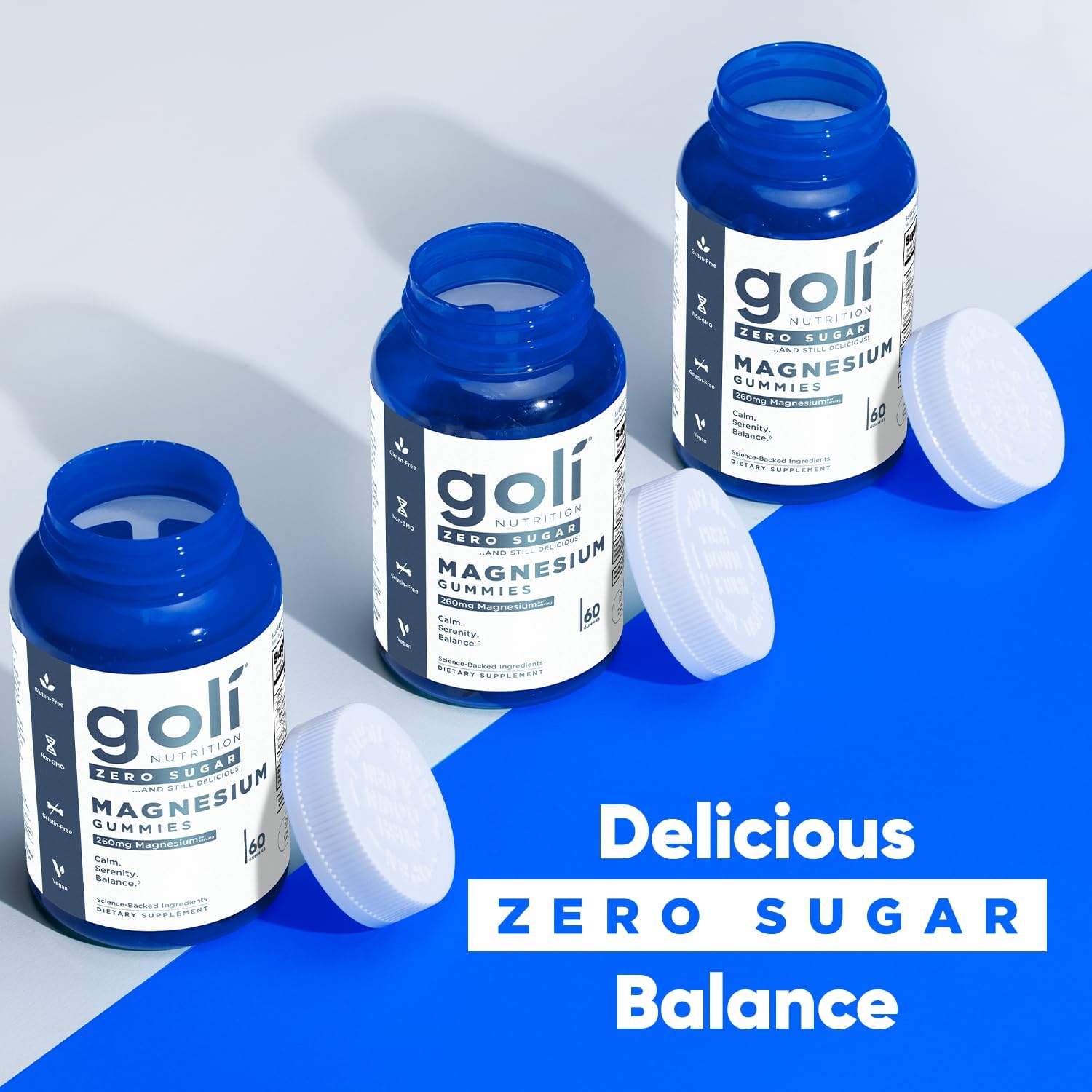 Goli Zero Sugar Magnesium Gummies mixed berry vegan supplement lifestyle image