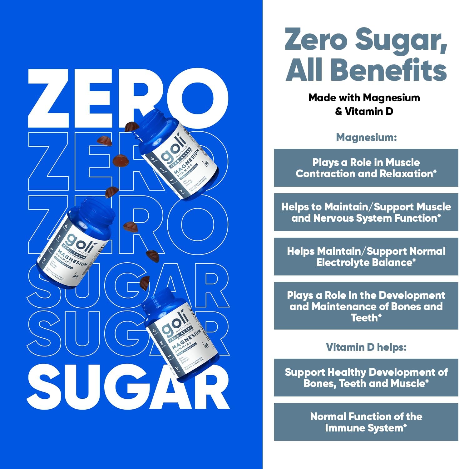 Goli Nutrition Zero Sugar Magnesium Gummies 260mg 60 Count