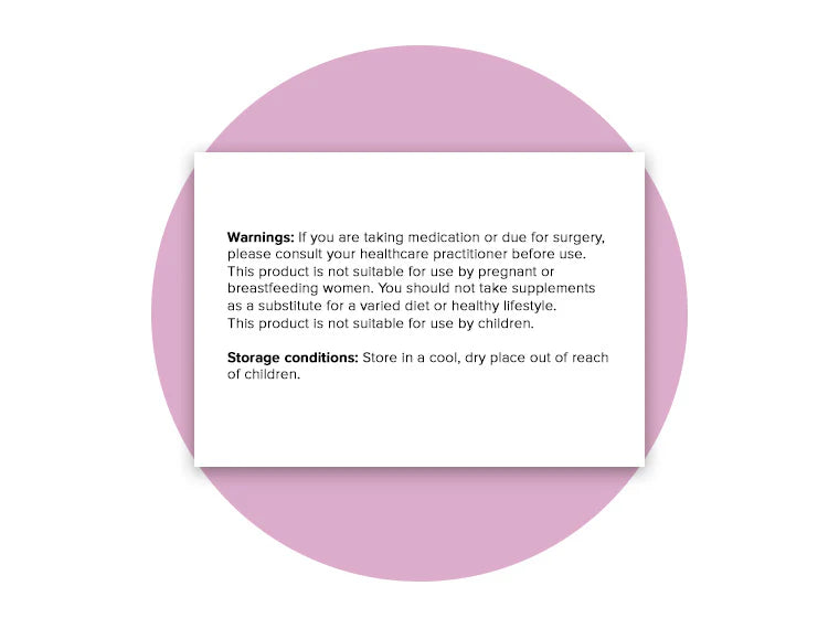 Supplement facts panel for women's herbal and vitamin complex.