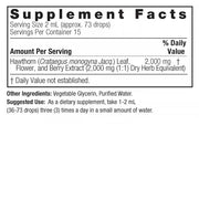 Supplement facts label for Hawthorn extract on a white background