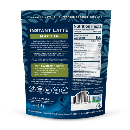 Laird Matcha Instant Latte with Adaptogens