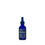 Blue bottle of trace minerals on a white background