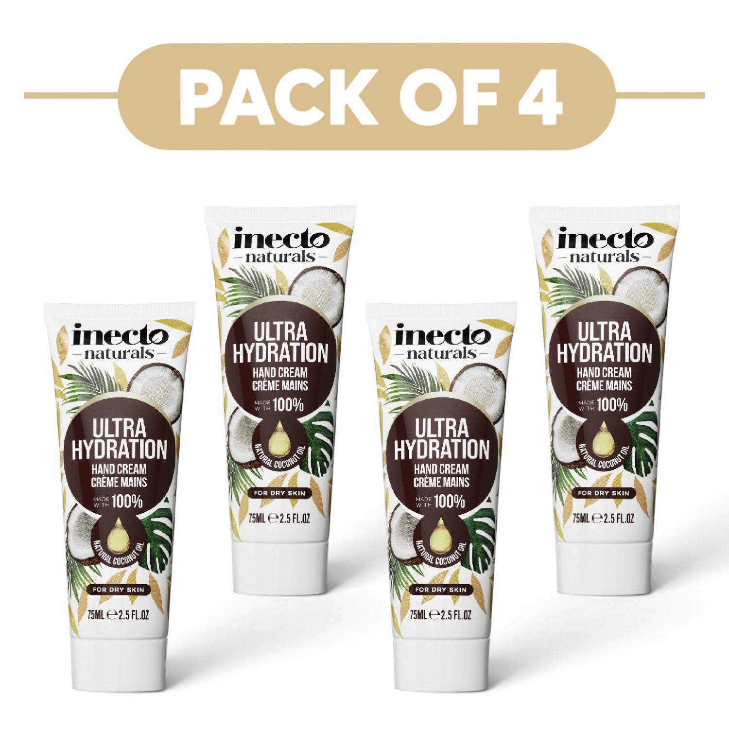 Inecto Naturals Ultra Hydration Coconut Hand Cream 75ml Pack of 4