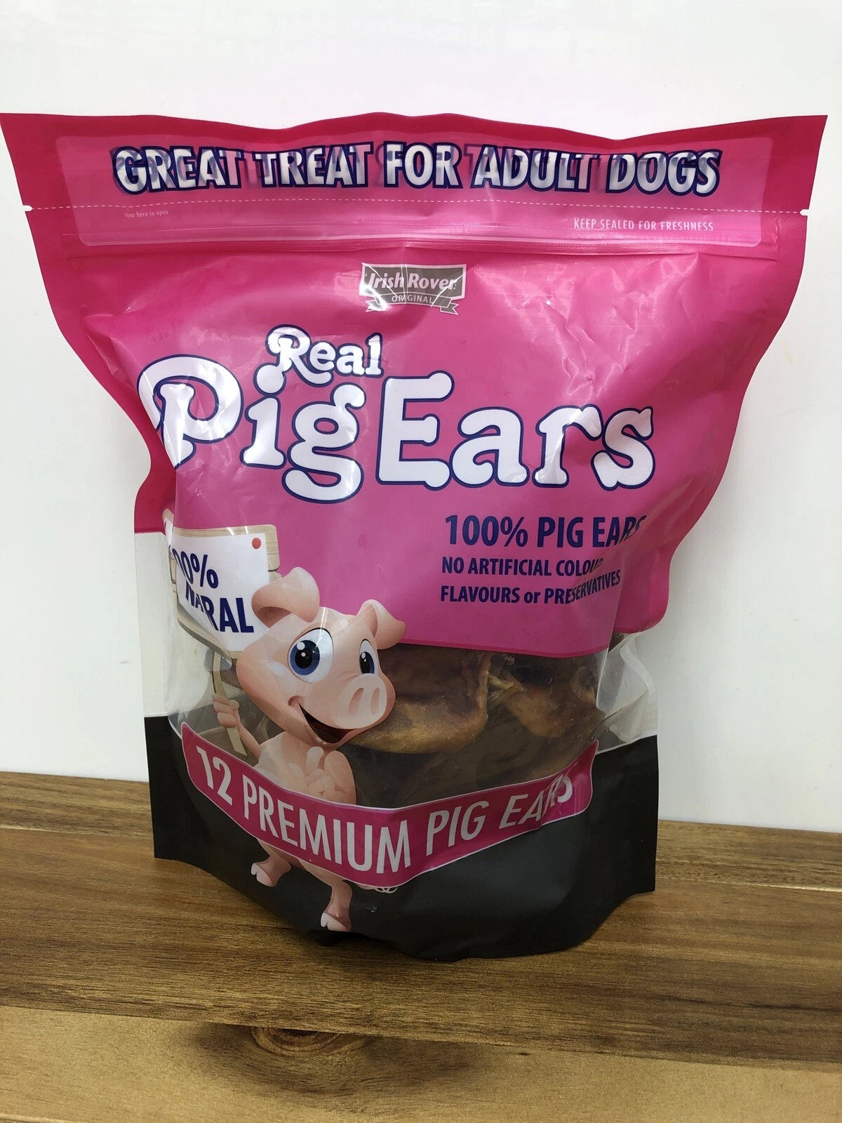 Irish Rover natural pig ears dog chew treats pack 12 premium pig ears