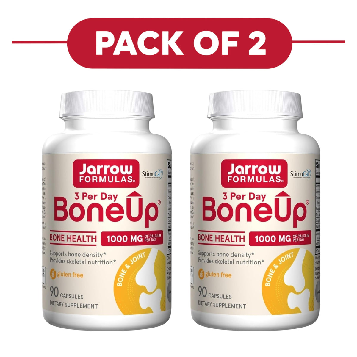 Jarrow Formulas BoneUp 3 Per Day Calcium 1000mg 90 Capsules Pack of 2