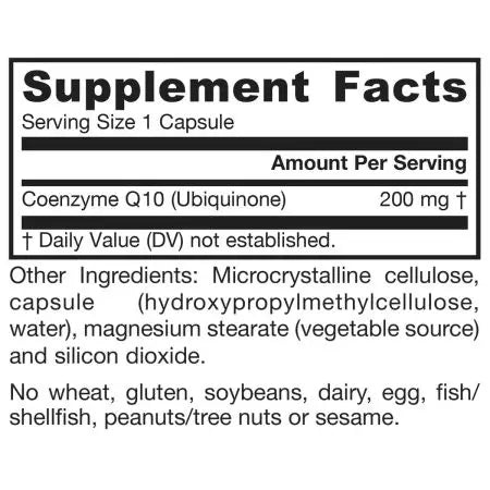 Jarrow Formulas Co-Q10 - 200 mg – 60 Veggie Capsules