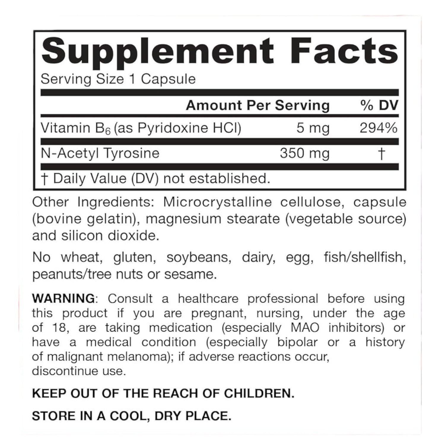 Jarrow Formulas N-Acetyl Tyrosine - 350 mg – 120 Capsules