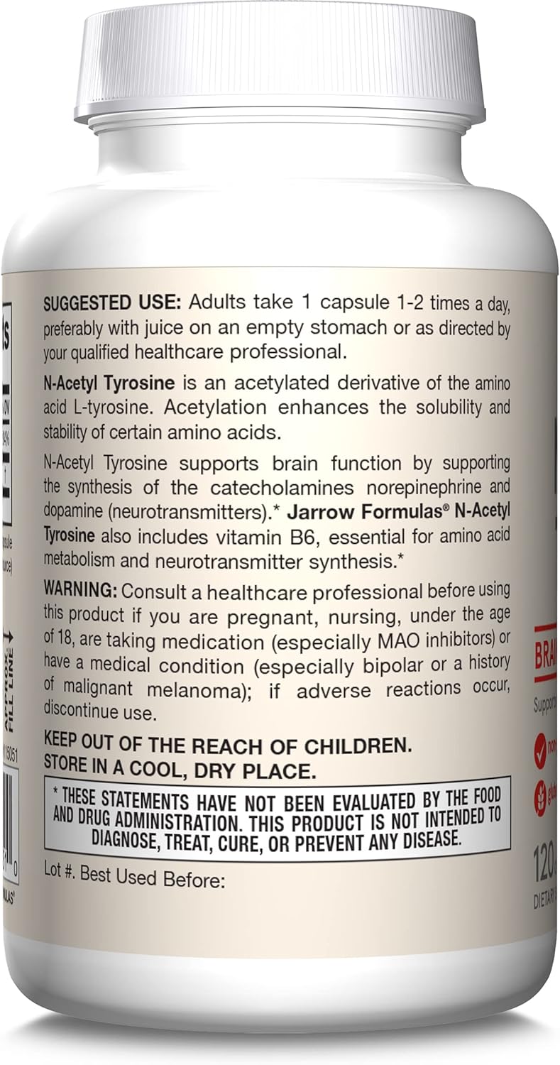 Jarrow Formulas N-Acetyl Tyrosine - 350 mg – 120 Capsules