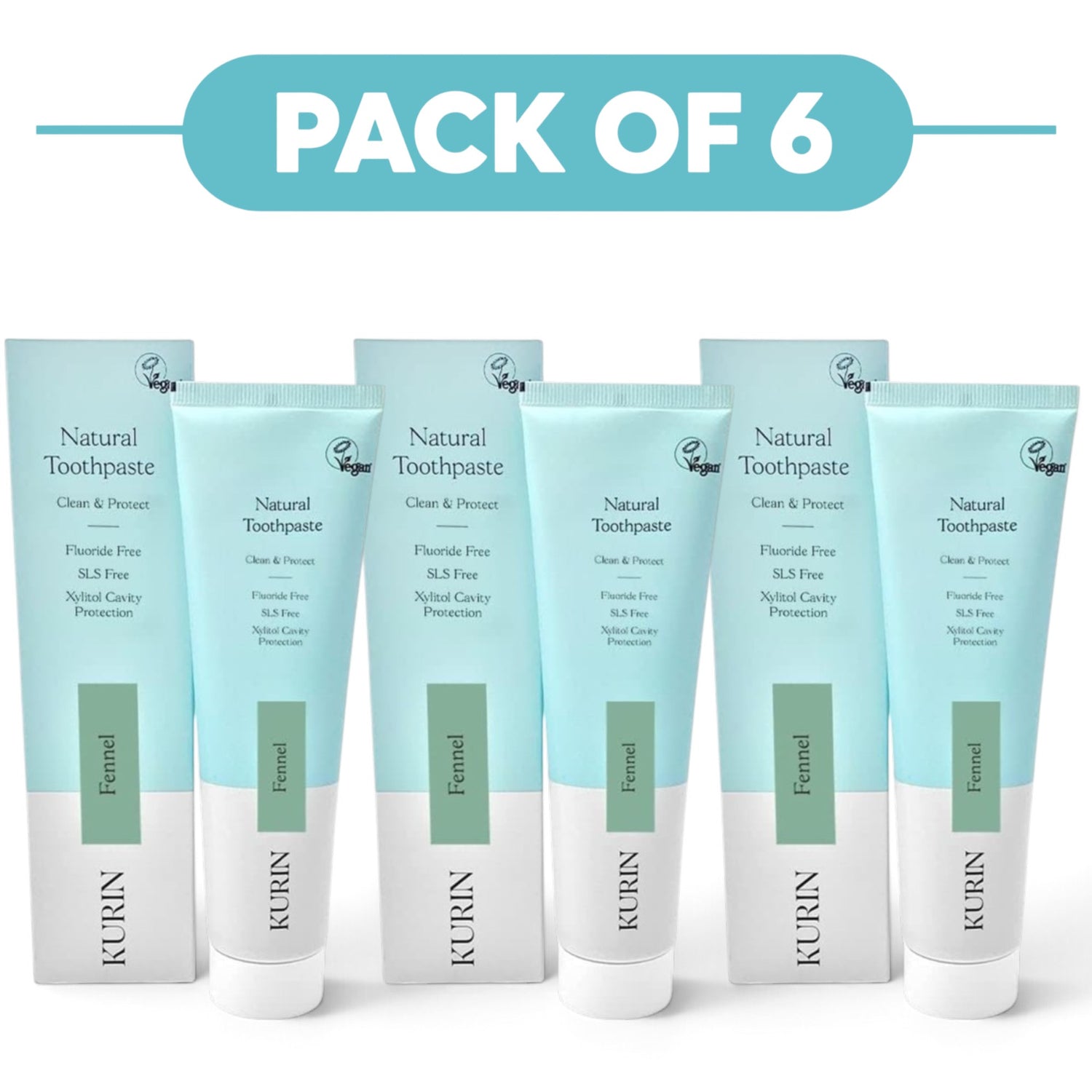 Kurin Fluoride Free Natural Fennel Toothpaste 100ml Pack of 6