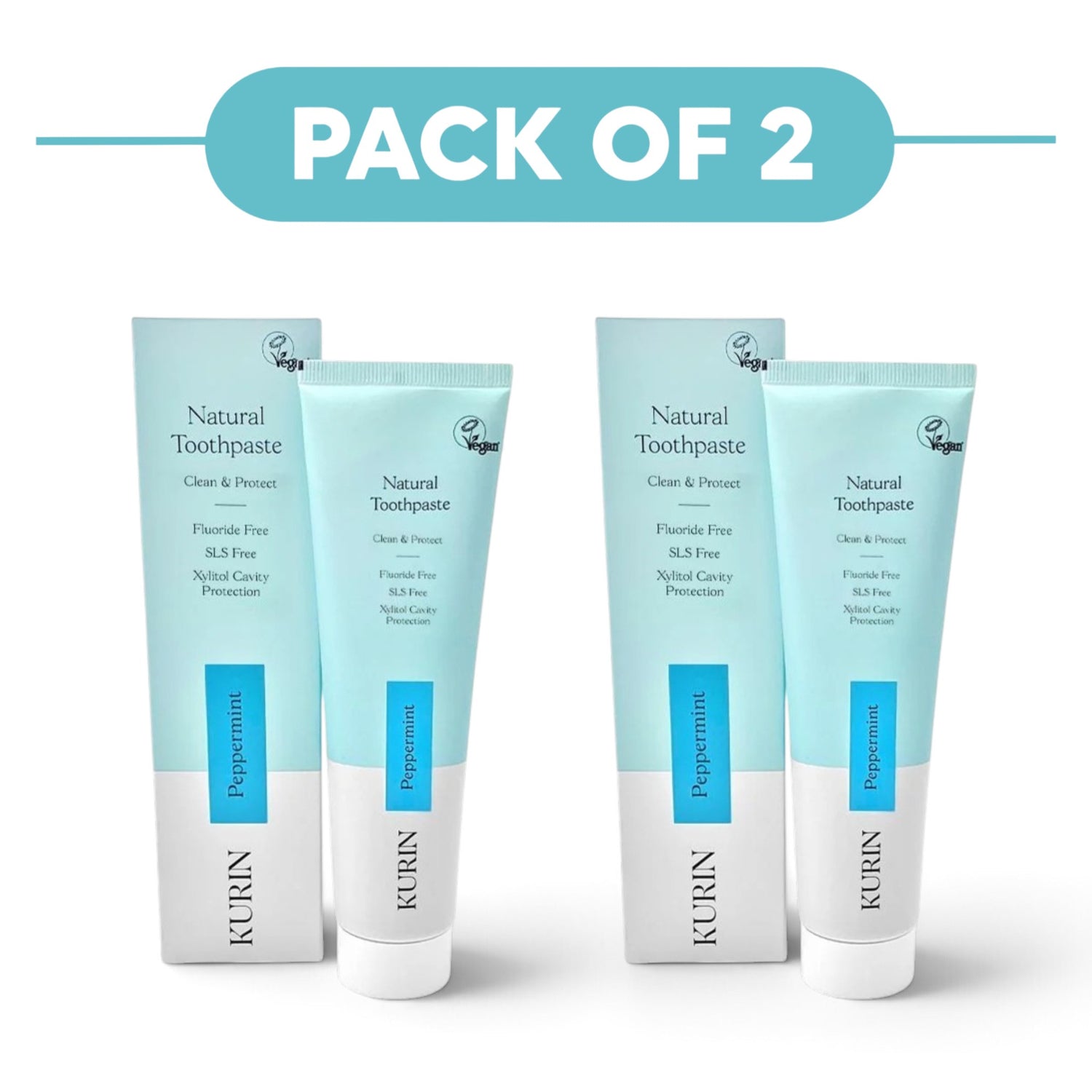 Kurin Fluoride Free Natural Peppermint Toothpaste 100ml Pack of 2