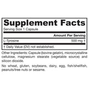 Jarrow Formulas L-Tyrosine 500 mg – 100 Capsules