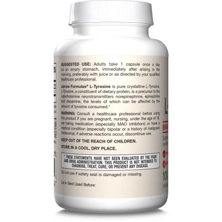 Jarrow Formulas L-Tyrosine 500 mg – 100 Capsules