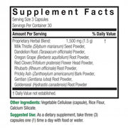 Supplement facts label with detailed ingredient list on a white background
