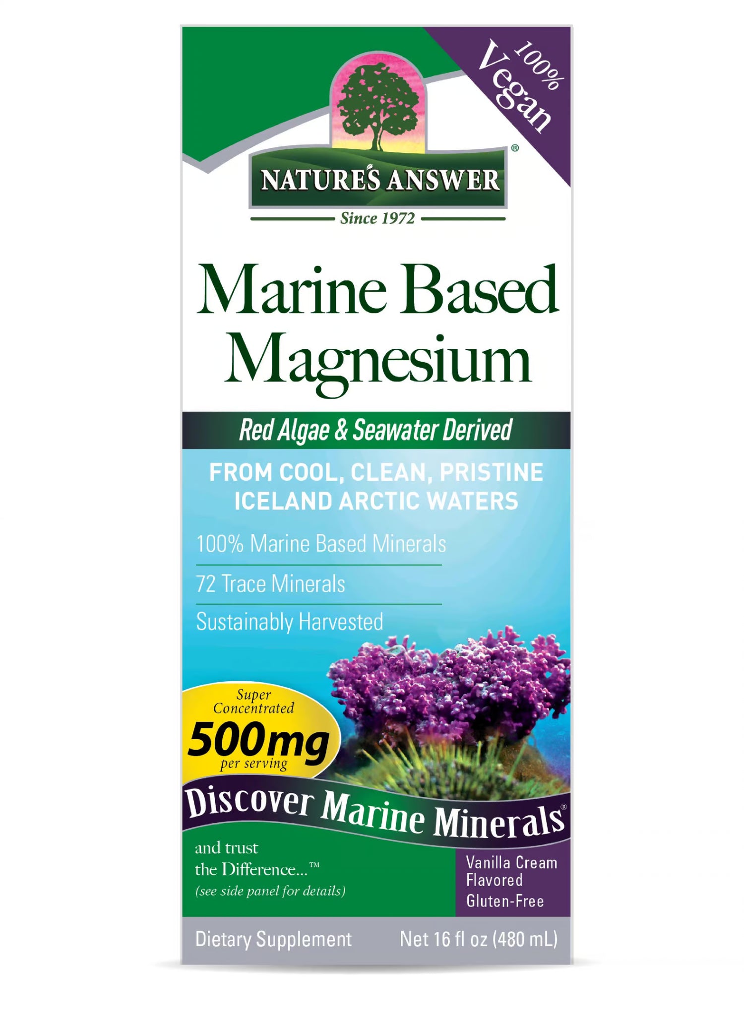 Nature's Answer Marine Based Magnesium supplement packaging on a white background