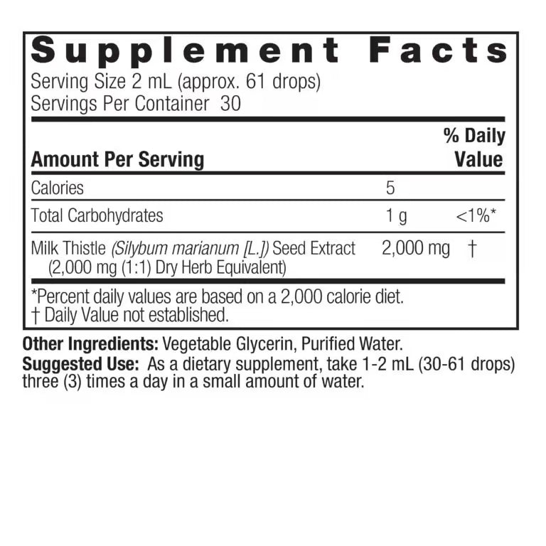 Supplement facts label for a dietary supplement with serving size and container details.